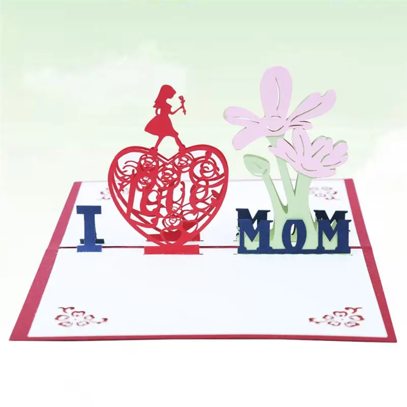 3D всплывающие поздравительные открытки I Love Mom бумага ручной работы ремесло