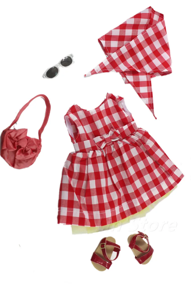 5 шт. в комплекте Одежда для кукол наряд платье + сумка очки одна пара обуви 18