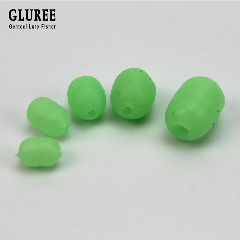 GLUREE 100 шт./лот циклические мягкие светящиеся бусины для рыбалки зеленая