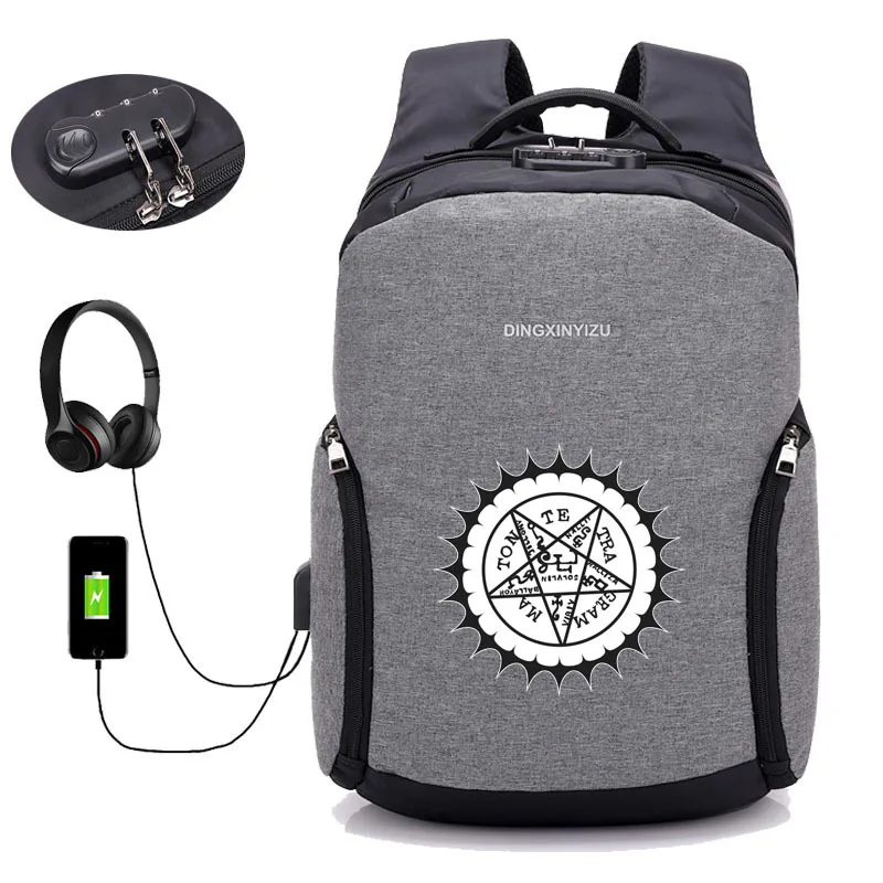 Аниме Черный рюкзак Батлер USB зарядки Для мужчин парусиновые рюкзаки для подростков мужской путешествий 16