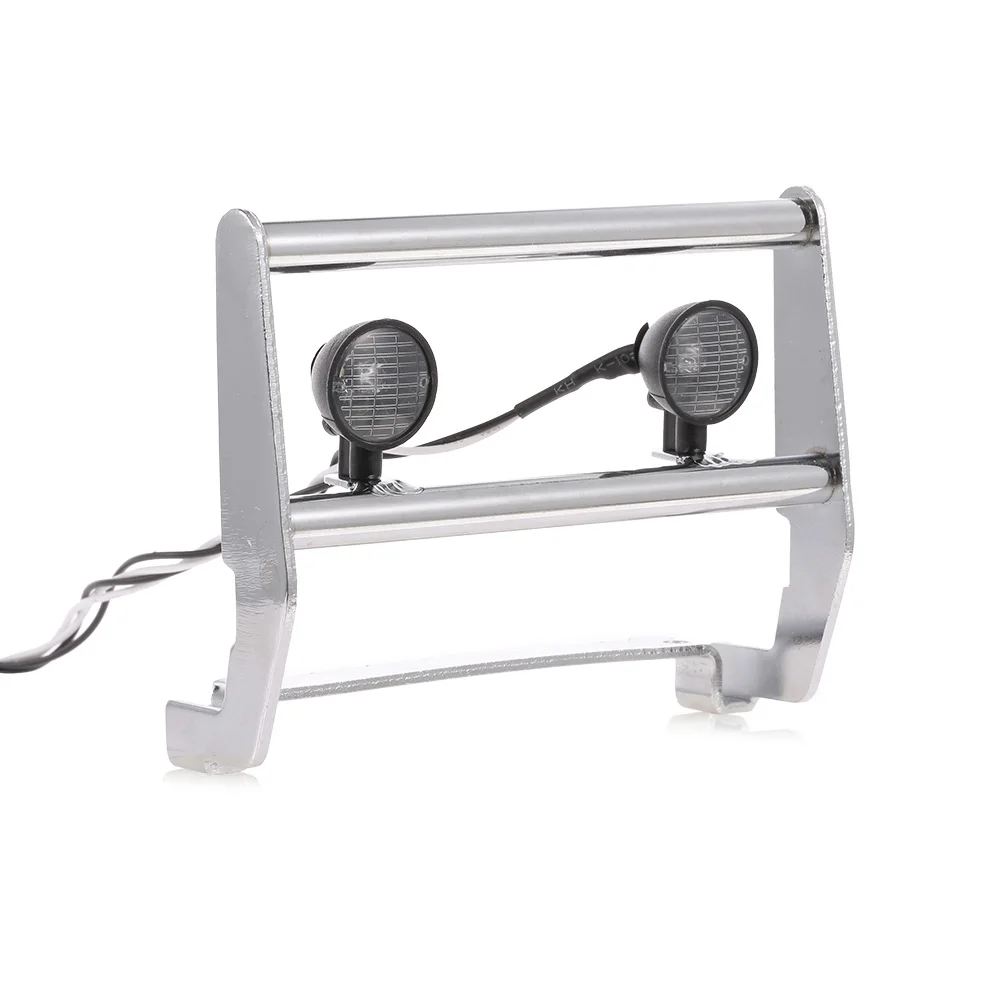 RC автомобильный передний бампер из нержавеющей стали с 2 светодиодными лампами