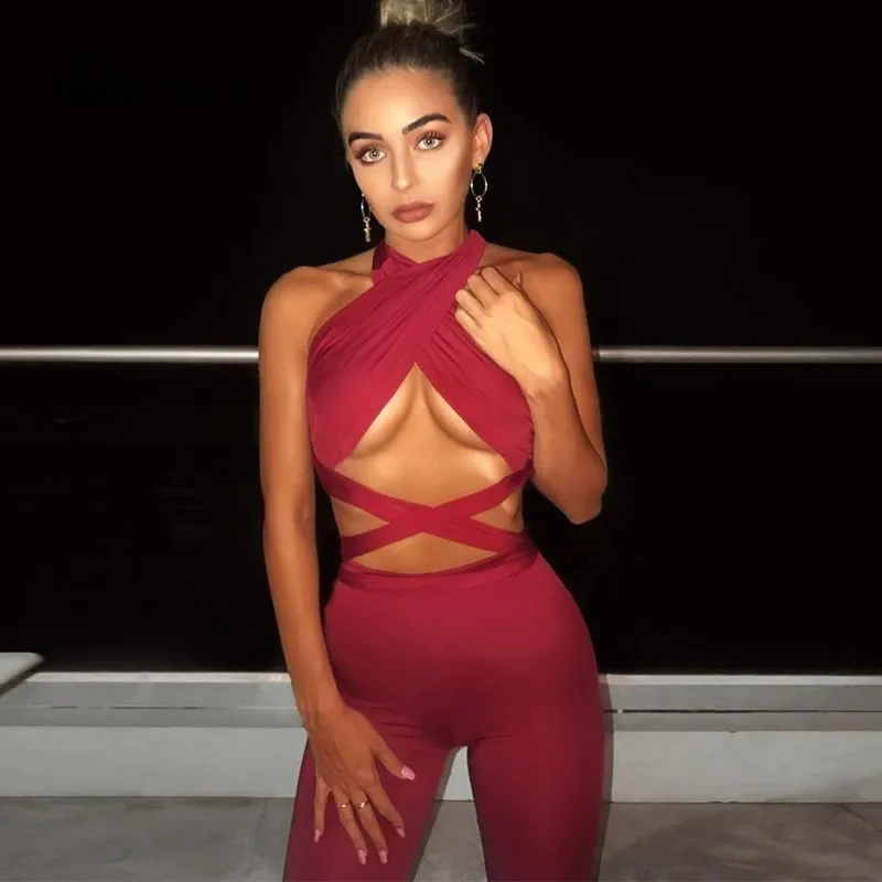 DRESSMECB сексуальный комплект из двух предметов укороченные топы и байкерские брюки