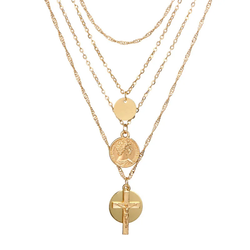 Hot Sale Gold Chains Collares Mujer Religious Style Cross Necklaces Pendants Vintage Boho Jewelry Multilayer Choker Bijoux Femme | Украшения