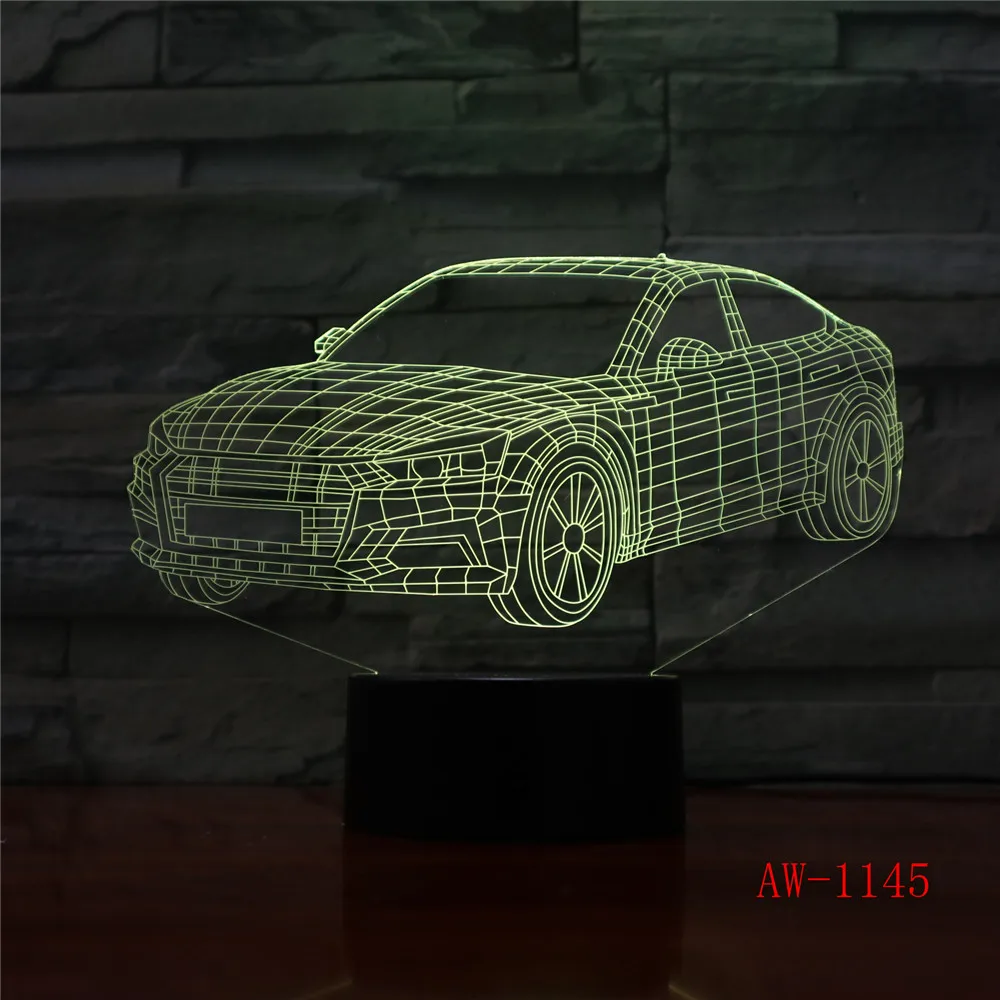 Супер автомобиль 3D ночник гоночный USB LED Настольная лампа иллюзия Лампа для детей