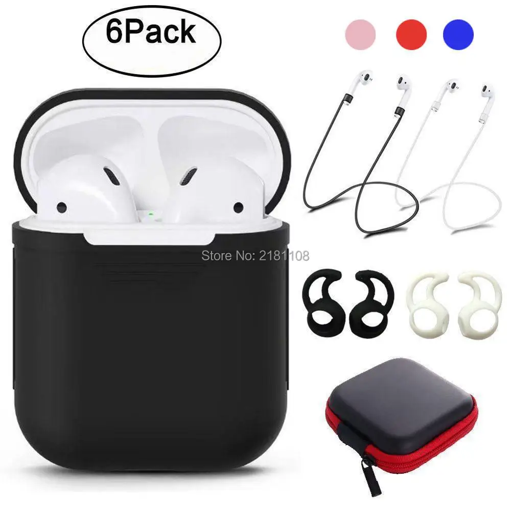 6 упаковок защитный силиконовый чехол ударопрочный для Apple гарнитура AirPods|Сумки и