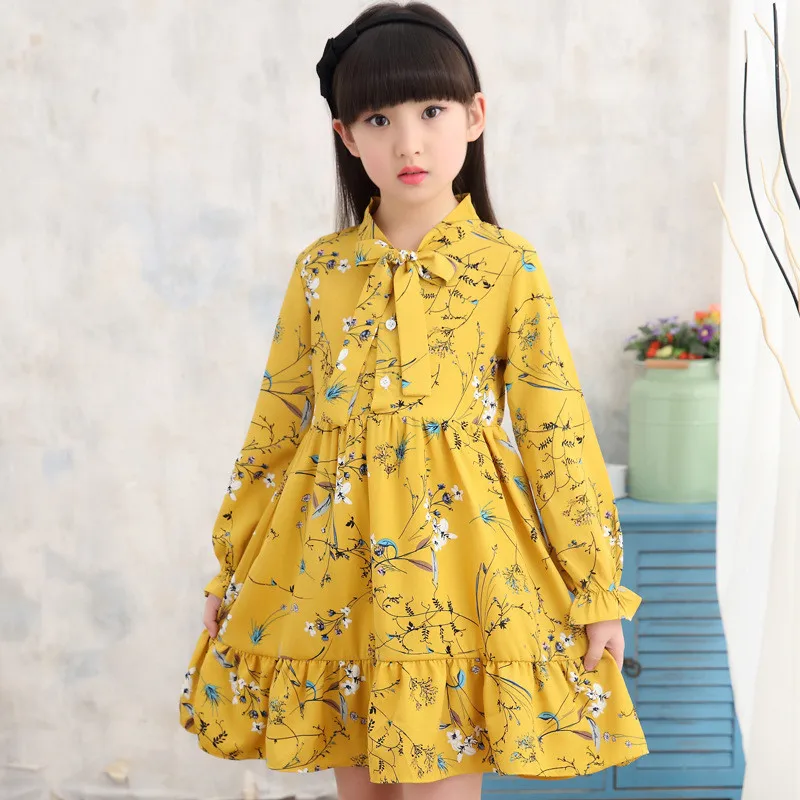 Girl dress autumn 2021fashion children's clothing flower chiffon princess costume 6 8 10 12 years old | Детская одежда и обувь