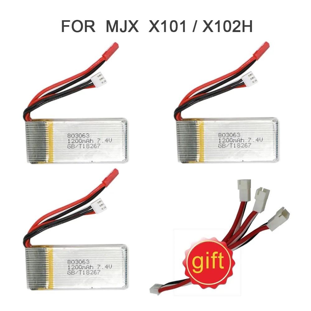 Высокая емкость 7 4 в 1200 мАч батарея Rc Quadcopter Запчасти для MJX X101 X102h JJRC X6 RC Дрон |