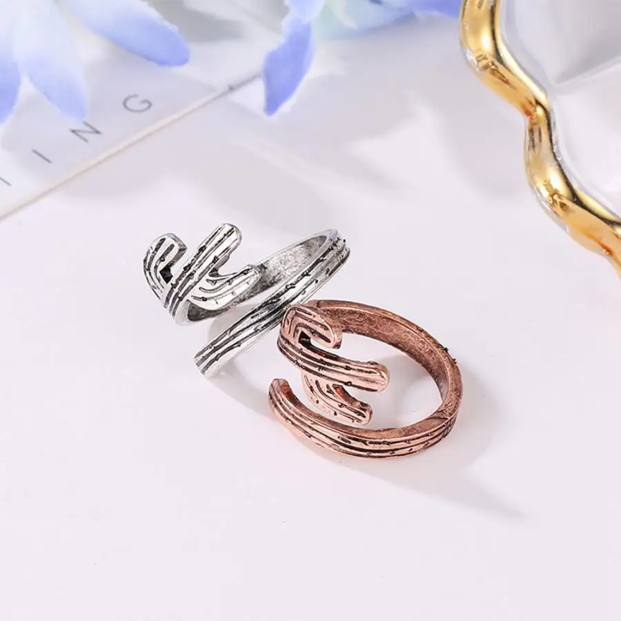 Новое ретро кольцо с милым КАКТУСОМ открытое модное на палец очаровательные