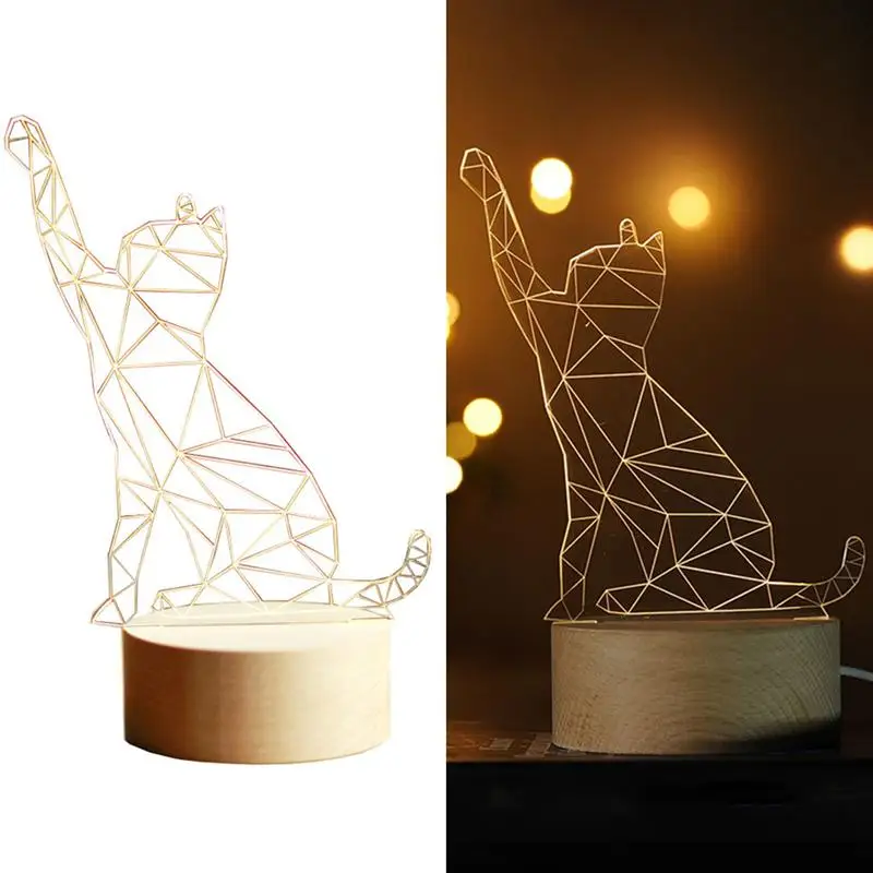 3D кошка светодио дный светодиодный ночник usb зарядка лампа детские ночные лампы с