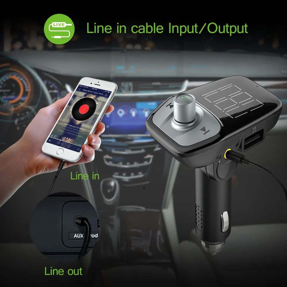 Bluetooth FM передатчик Handsfree MP3 плеер Радио музыкальный модулятор 2 USB зарядное