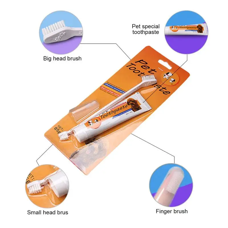 Pet Oral Care Kit Dog Cat Toothbrush Toothpaste Set Improve Hygiene Mouth Cleaning Reduce Dental Plaque |