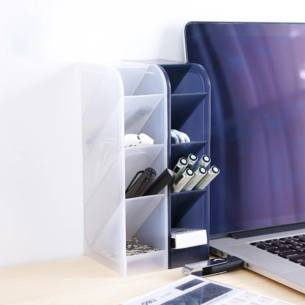 

1Pc Plastic Multi-grids Stationery Separate Storage Box Desktop Container Pen Pencil Holder Makeup Organizer for Office Home