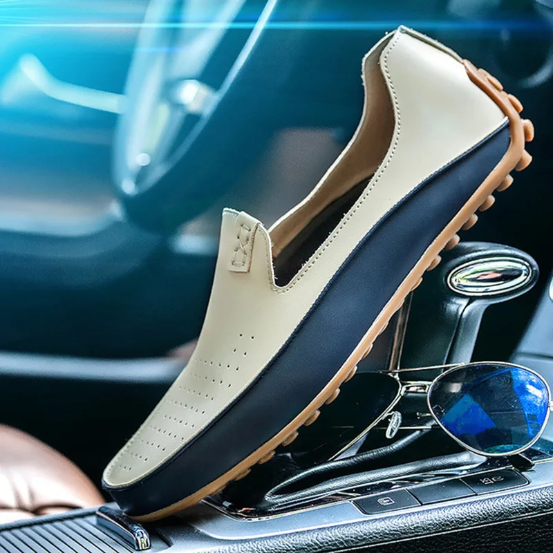 UPUPER Spring Autumn Fashion Leather Loafers Men's Casual Shoes Non-slip Wear-resistant Driving For Men Soft Bottom | Обувь
