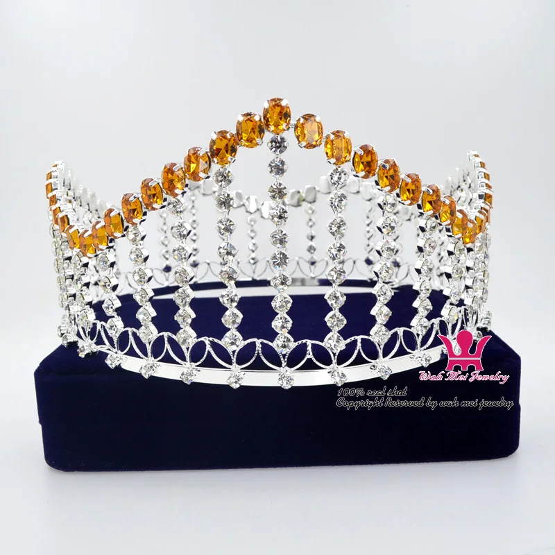 Full Round Pageant Crown Tiara Fashion Rhinestone Crystal Colour Accessories Headwear Ornament Princess Queen Wedding M0192