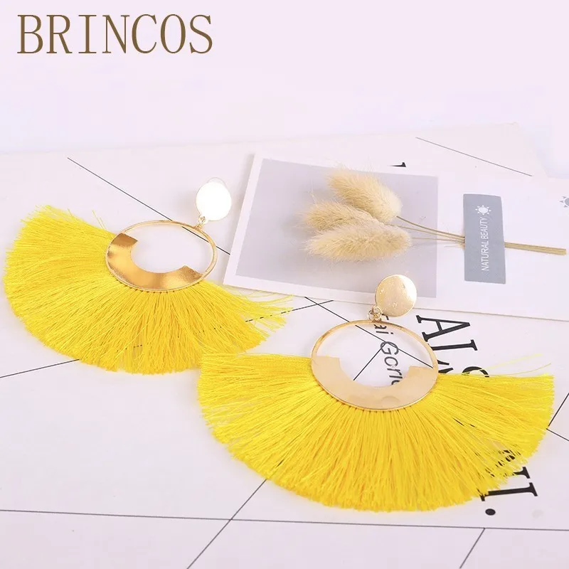 2020 Handmade ladies earrings tassels pick heart bohemian yellow personalized rhinestones opal Korea India geometric fashion | Украшения и