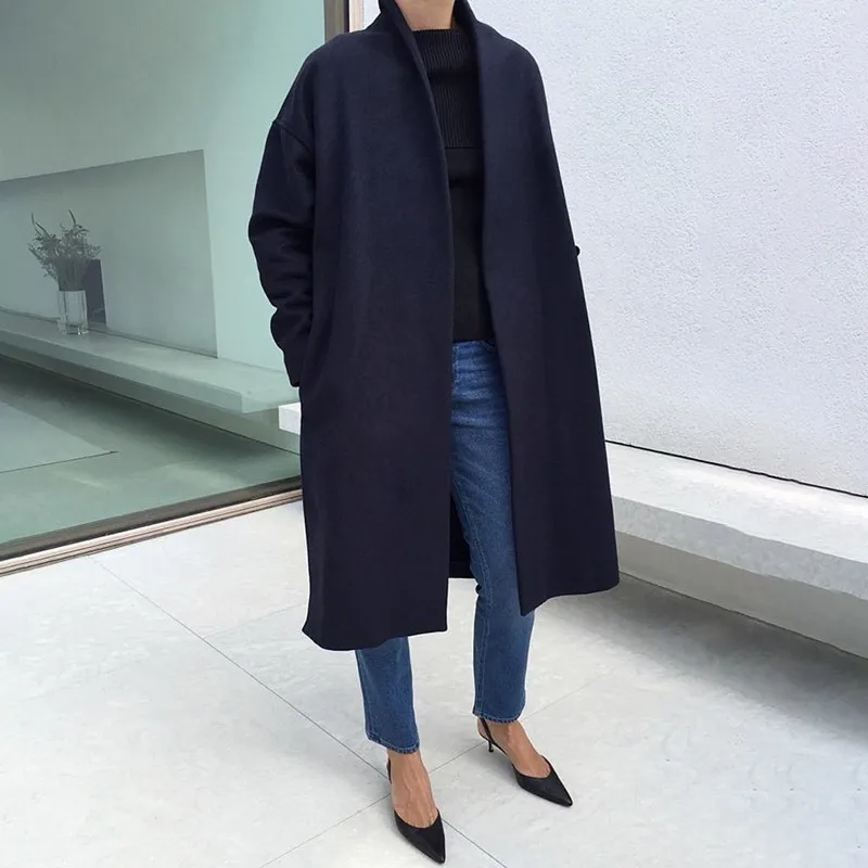 TWOTWINSTYLE Autumn Winter Coat Female Jackets V Neck Long Sleeve High Waist Lace Up Thick Jacket For Women Fashion Elegant New | Женская