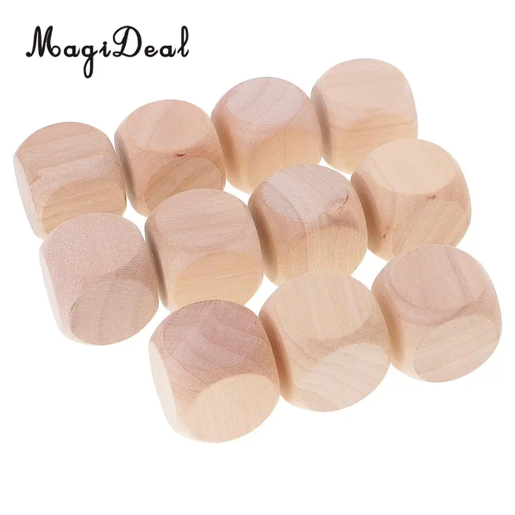 MagiDeal 10 шт./компл. 3 см деревянные кубики D6 шесть сторонних пустых DIY для D &amp TRPG MTG