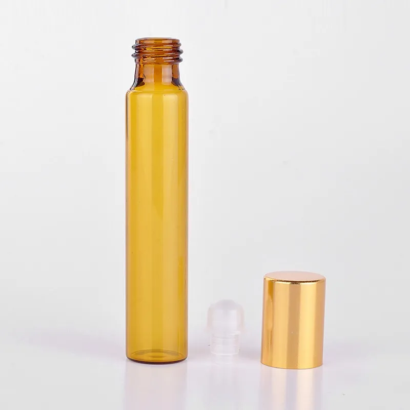 1000pcs 10ML Portable Amber Glass Refillable Perfume Bottle With Roll On Empty Essential Oils Case freeshipping | Красота и здоровье