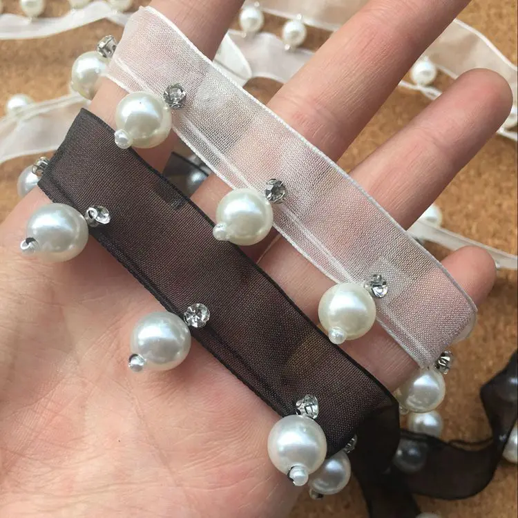 Роскошная блестящая 3D вышивка бисером стразы шифон кружевная ткань воротник с