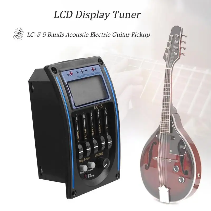

Acoustic Guitar LC-5 5 Band Preamp EQ Equalizer Pickup Tuner System with Micro Phone Pickup for Acoustic Guitar