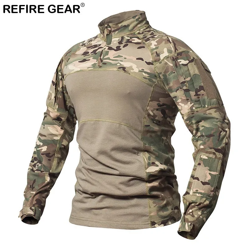 Мужская камуфляжная футболка Refire Gear тактическая с длинным рукавом для занятий