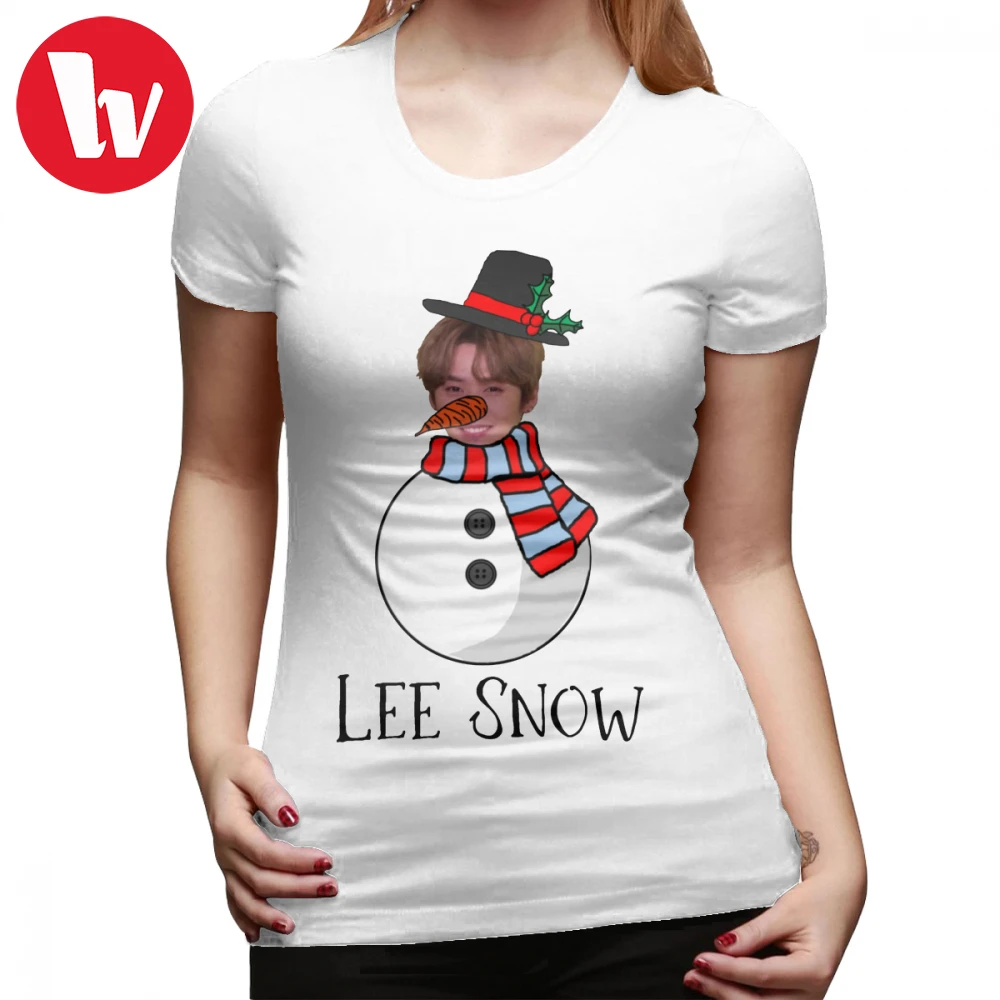 Straykids T-Shirt Lee Snow Stray Kids Christmas Card T Shirt Cotton Short Sleeve Women tshirt Graphic Navy Ladies Tee | Женская одежда