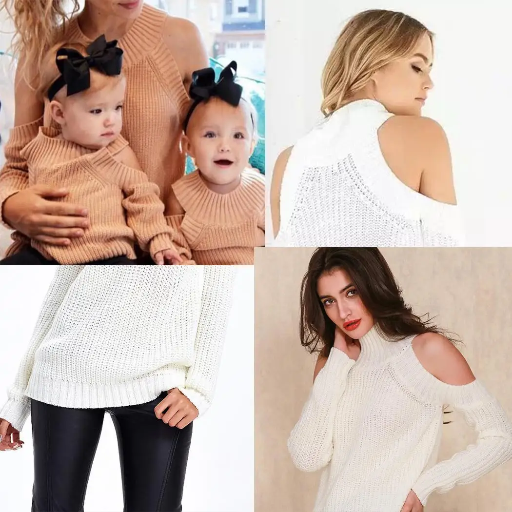 Women Fashion Sweater Long Sleeve Off Shoulder Turtleneck Solid Relaxed Knitted Pullover Casual Top Thick | Женская одежда