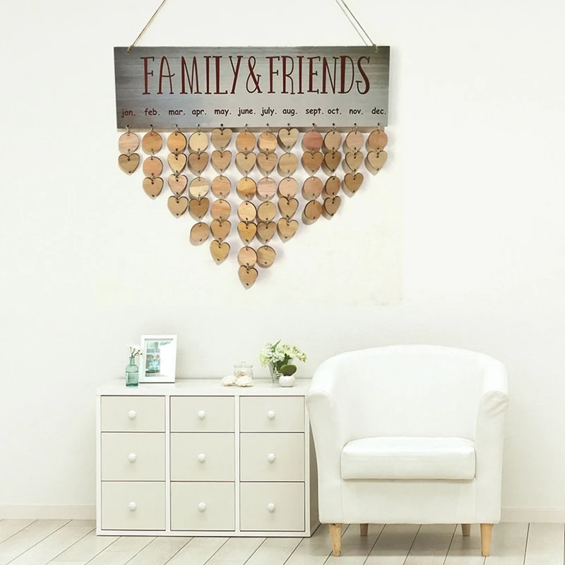 Деревянный календарь на день рождения доска DIY семья и друзья знак дня