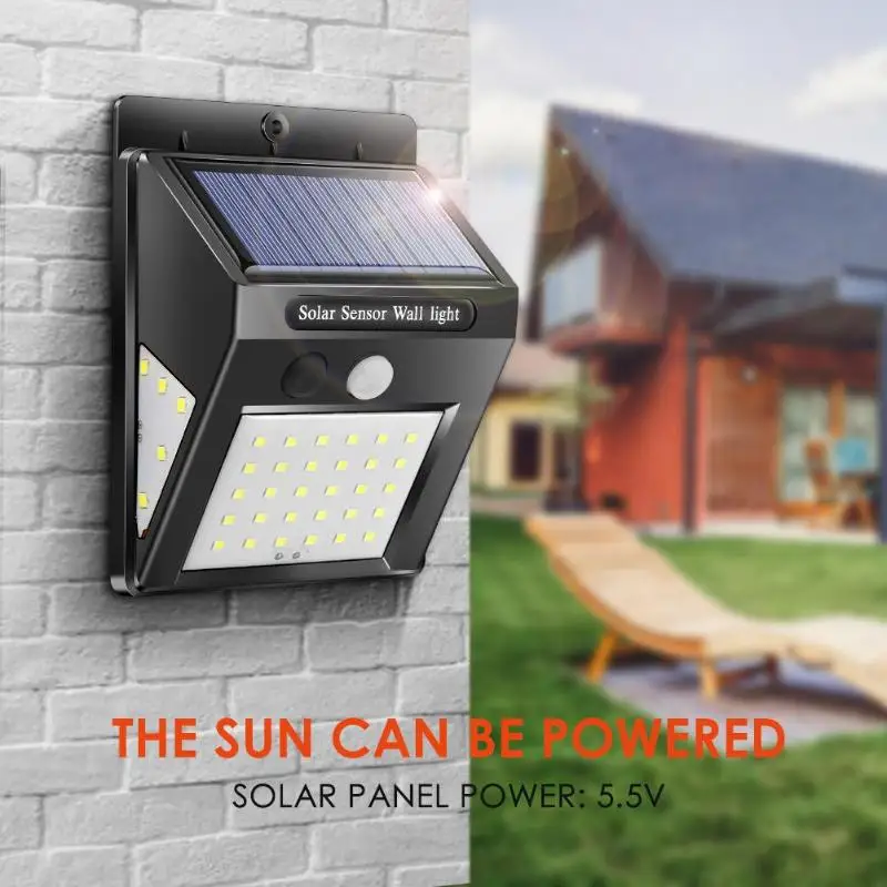 

30/40 Outdoor LED Solar Light PIR Motion Sensor Wall Lamp Waterproof Garden Light Path Emergency Security Light 3 Sided Luminous