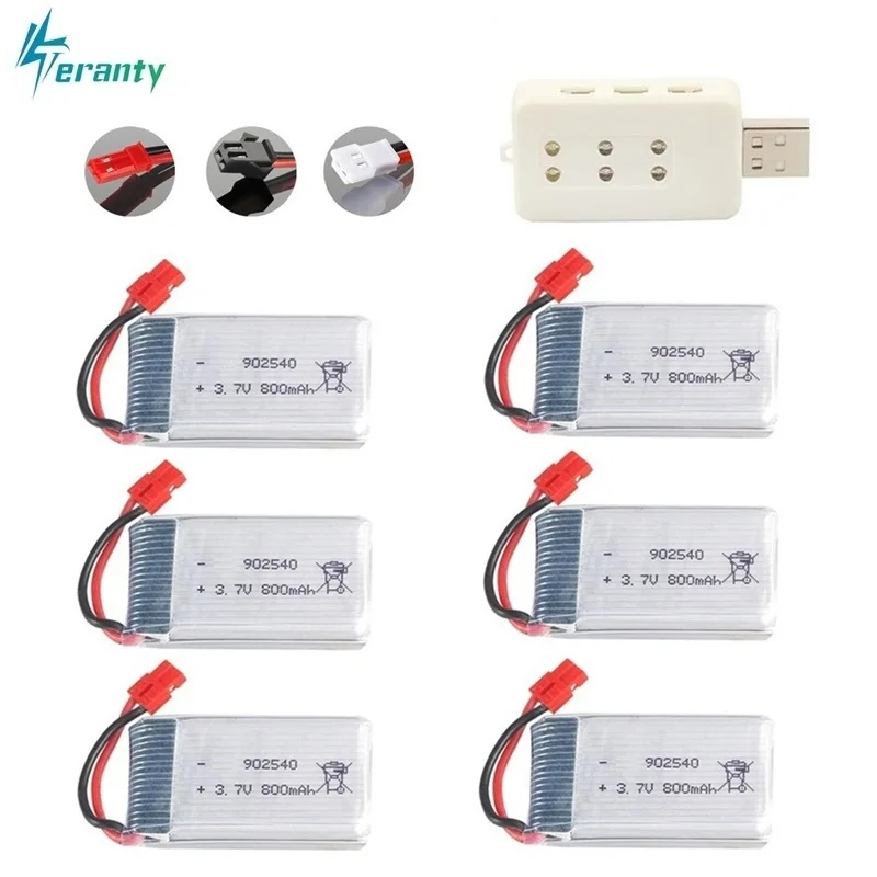 

For Syma X5 X5HC X5HW X5UW X5UC 3.7V 800mAh 25c Lipo Battery Charger Sets 3.7v X5 Battery RC Quadcopter Drone Spare Part 902540