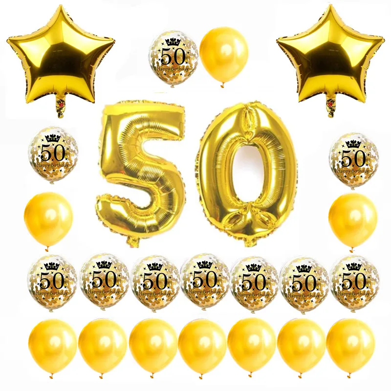 ZLJQ Gold 30th Happy Birthday конфетти-короны воздушные шары Jumbo Number 30 фольгированные для
