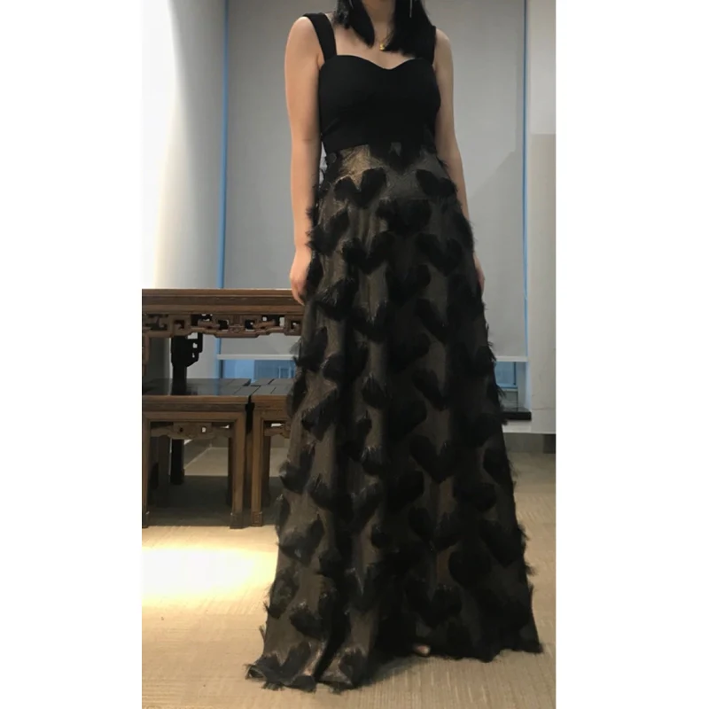 Женская мода звезда Пышная юбка с бахромой пикантное черное платье широкий