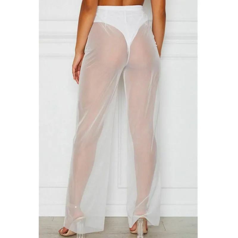 Женские летние пляжные прозрачные сетчатые брюки с высокой талией (без нижнего