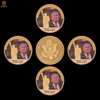 5pcslot quality 999 9 gold plated us 45th president donald trump custom metal coins world celebrity commemorative coins