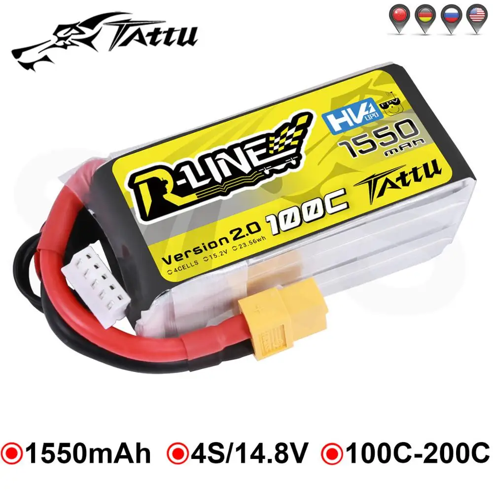 Attu R Line версия 2 0 1550 мА/ч 100C 15 в Lipo аккумулятор XT60 разъем FPV Racing Drone Quadcopter 3D 250