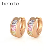colorful zircons small gold hoop earrings for women bijoux femme brincos ouro aretes mujer crystal jewelry earings fashion e1934