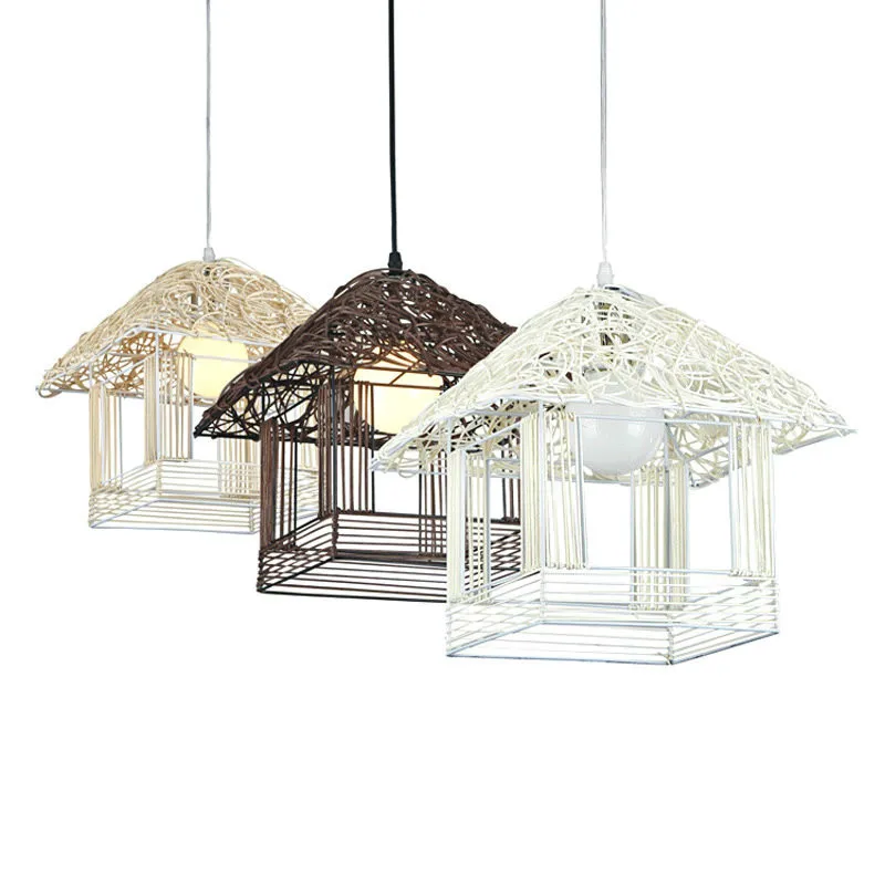 Ручная трикотажная плетеная Подвесная лампа E27 подвесная Миниатюрные