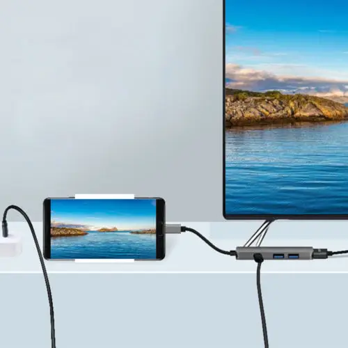 4в1 Тип C концентратор к HDMI 4K 2USB 3 0 и PD порт для зарядки USB многопортовый