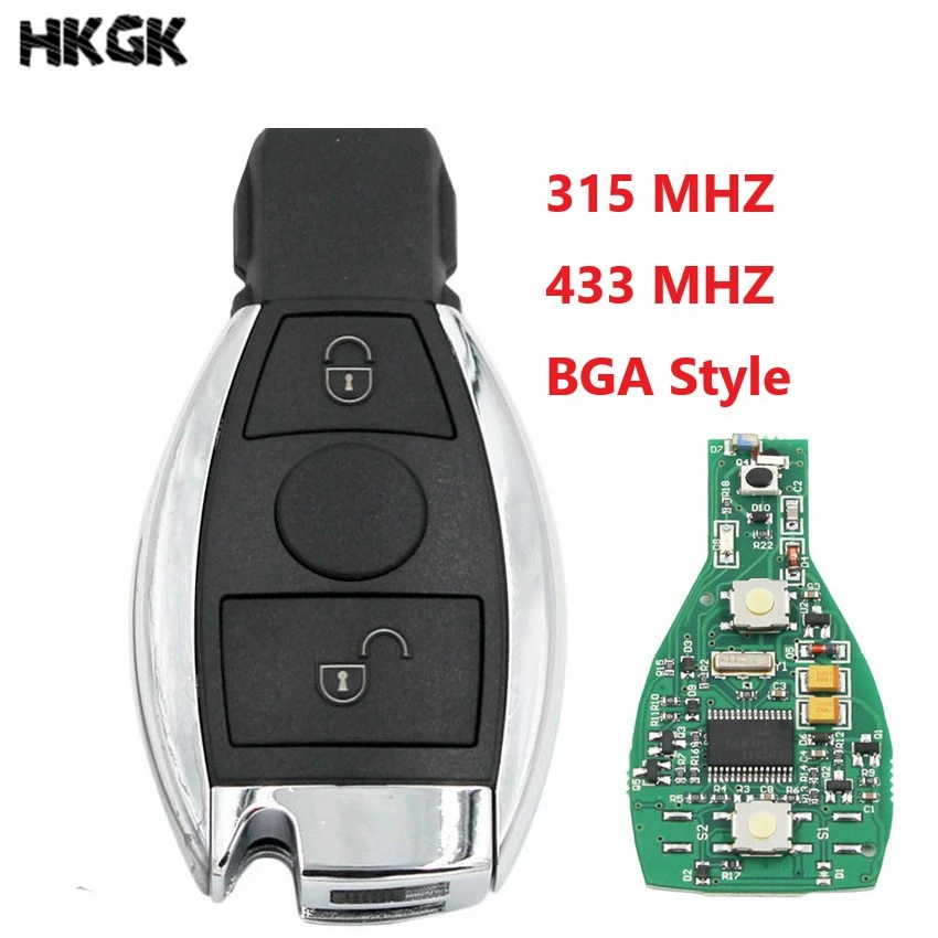 

10pcs/LOT 2Buttons Smart Remote Key Keyless Fob For Mercedes Benz after 2000+ NEC&BGA replace NEC Chip 315mhz/433mhz