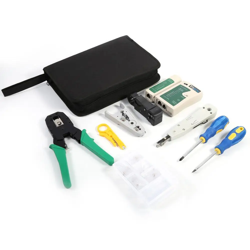RJ45 RJ11 Ethernet кабель ручной щипцы сетевой тестер набор инструментов удар вниз 2019