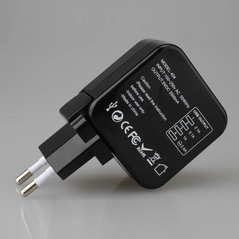 Универсальный дорожный адаптер для зарядного устройства с 4 usb разъемами