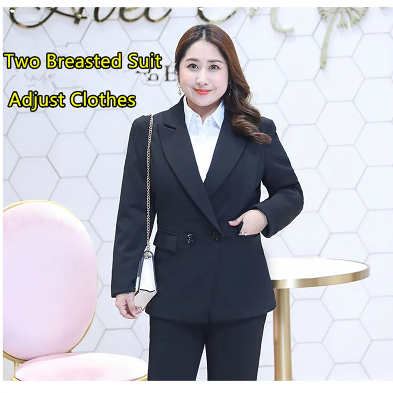 Женский блейзер 2019 черный приталенный двубортный женский пиджак размера плюс 6XL