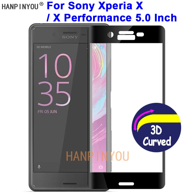 Для Sony Xperia X / Performance 9H твердость 3D полное покрытие тонкое закаленное изогнутое
