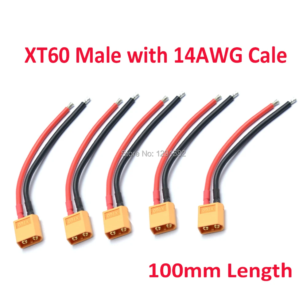 10 см 100 мм XT60 Мужской разъем с 14AWG силиконовый провод кабель | Игрушки и хобби