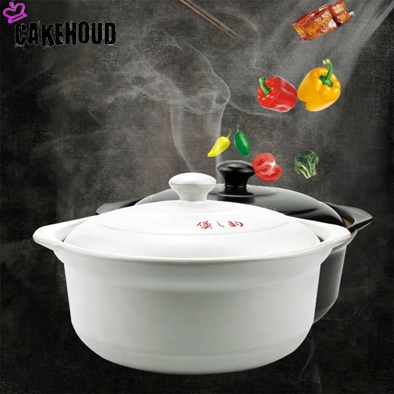 CAKEHOUD Бытовая многофункциональная суповая кастрюля высокая температура с крышкой Binacle кастрюля большая емкость керамическая каша суповый горшок