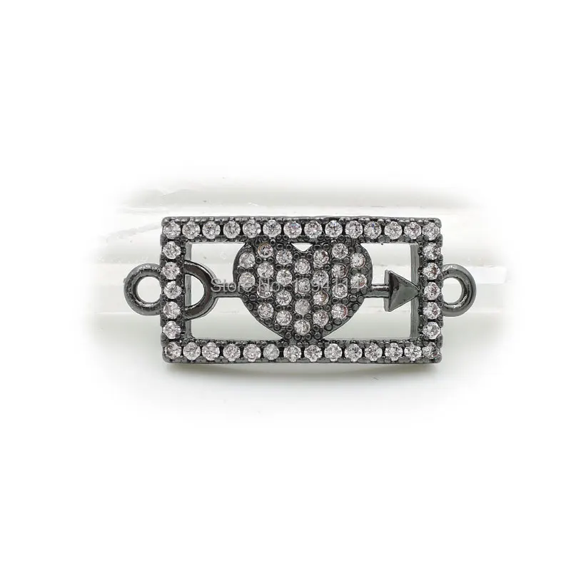 22*9*2 мм микро выложенная прозрачная Дуга из фианита со стрелкой и сердцем