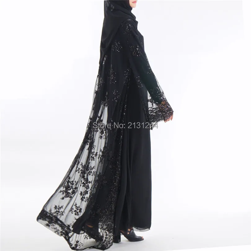 Размера плюс 2018 летний Abaya Дубай сексуальный женский длинный с блестками кружева