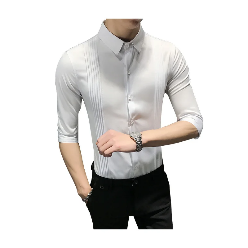 Мужская Однотонная рубашка на пуговицах Camicia Uomo черная красная белая приталенная
