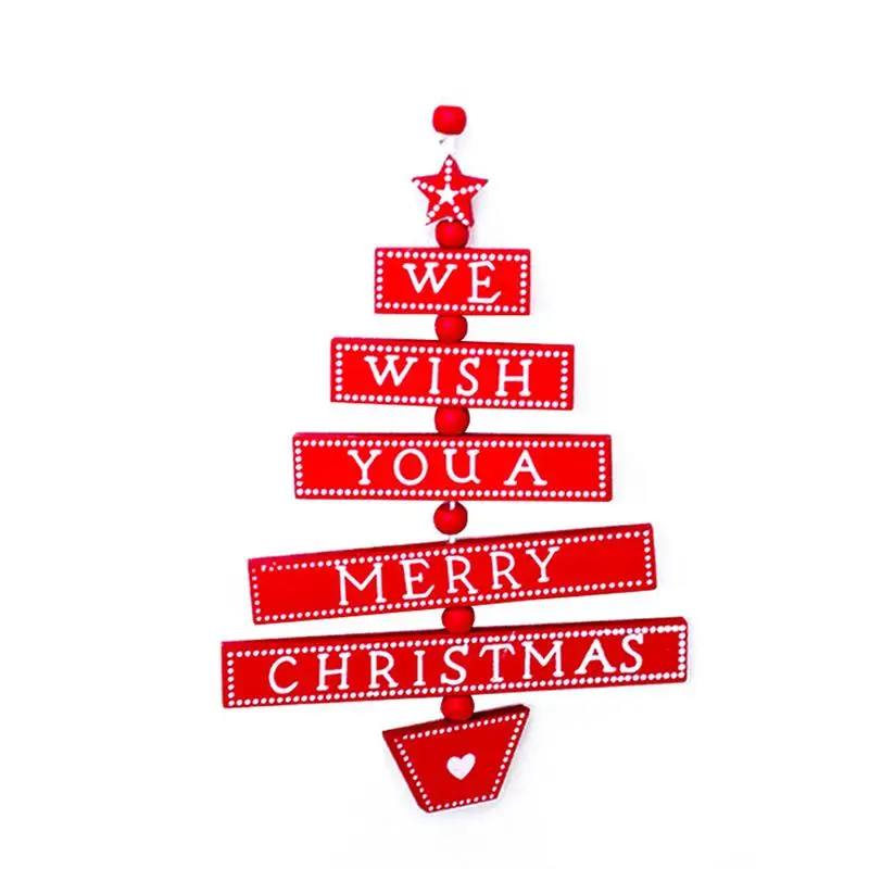 Christmas Tree Shape Pendant Decorations Innovative Wood Ornaments Painted Letters | Дом и сад
