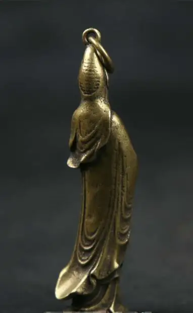Маленький Curio Chinses Fengshui бронза буддизм Kwan yin Guan Yin подвеска|Статуи и скульптуры| |